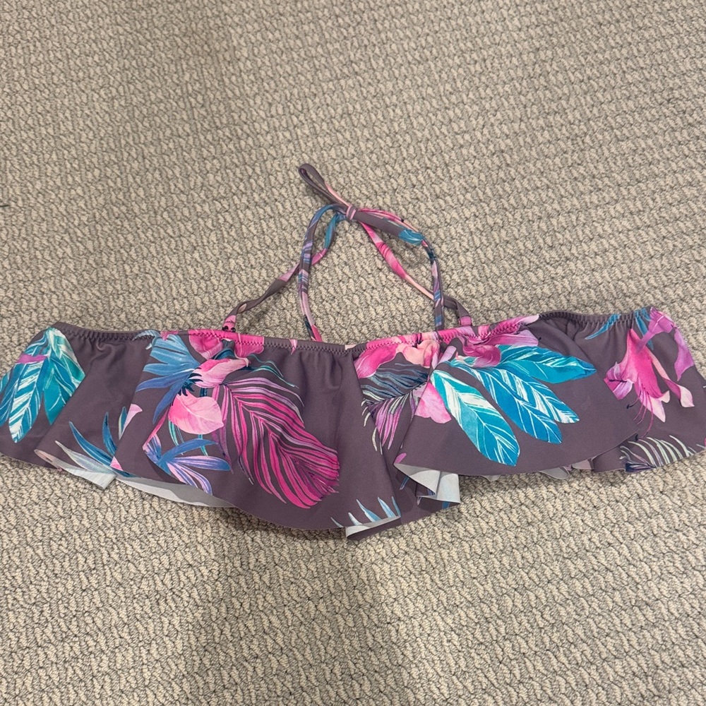 Raisins Purple and Pink Floral Bikini Top